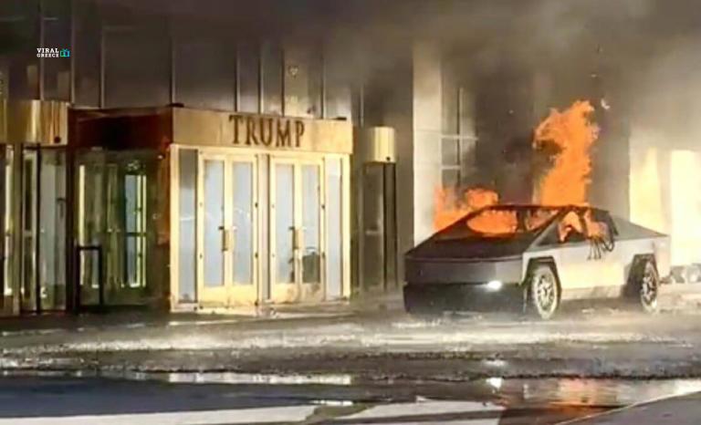 Λας Βέγκας: Η στιγμή που Tesla εκρήγνυται έξω από ξενοδοχείο του Τραμπ 