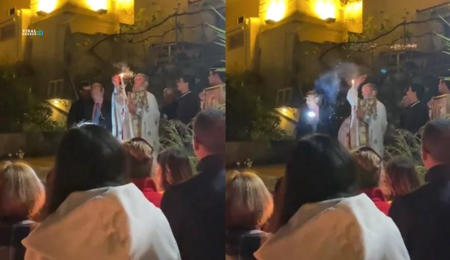 Απίστευτο σκηνικό στην Ανάσταση στην Κεφαλονιά – Ιερέας άναψε δυναμιτάκι με το Άγιο Φως ( VIDEO )