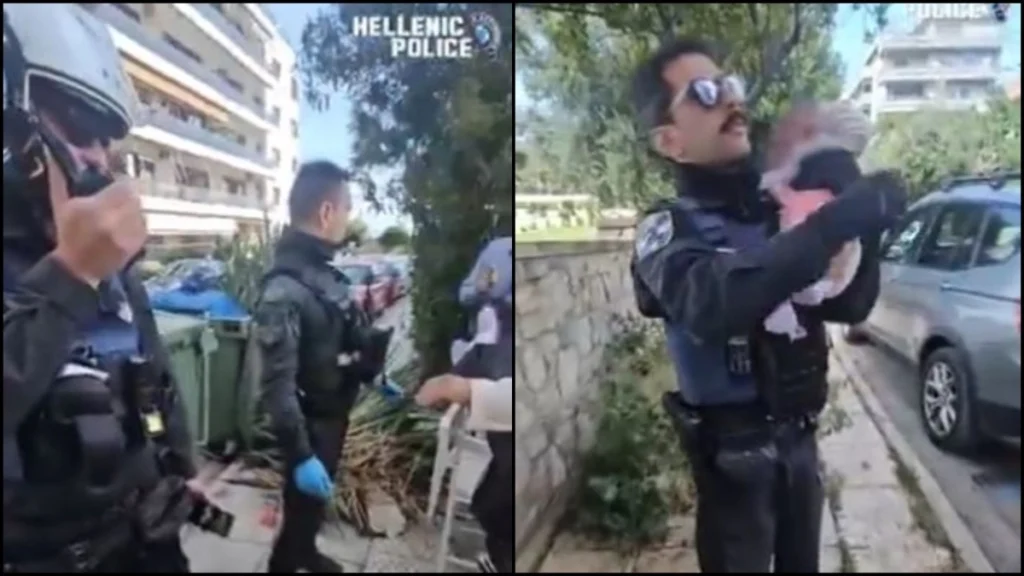Συγκλονιστικό βίντεο της ΕΛ.ΑΣ: Αστυνομικοί παίρνουν στα χέρια τους βρέφος που βρέθηκε δίπλα σε κάδο στον Άλιμο ( VIDEO )