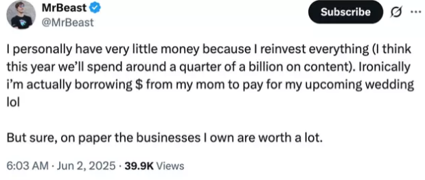 MrBeast: Ο δισεκατομμυριούχος που δανείζεται από τη μαμά του για να παντρευτεί 1 CEB4CF81CEB3CEB5CF81CEB3CF81CEB5CF86CEB3