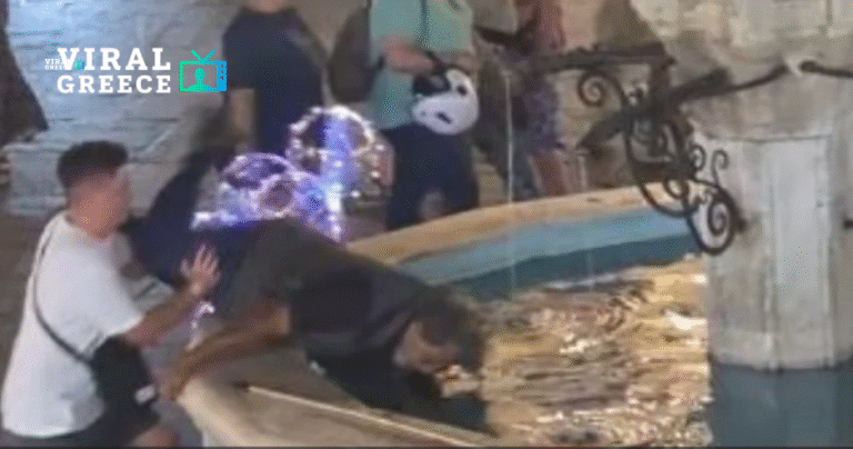 Νεαρός έσπρωξε άστεγο σε σιντριβάνι στη Ρόδο ( VIDEO ) cffccf