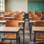 ai generated empty classroom back to school concept in high school vintage wooden chairs and desks studying lessons in secondary education photo Viral Greece