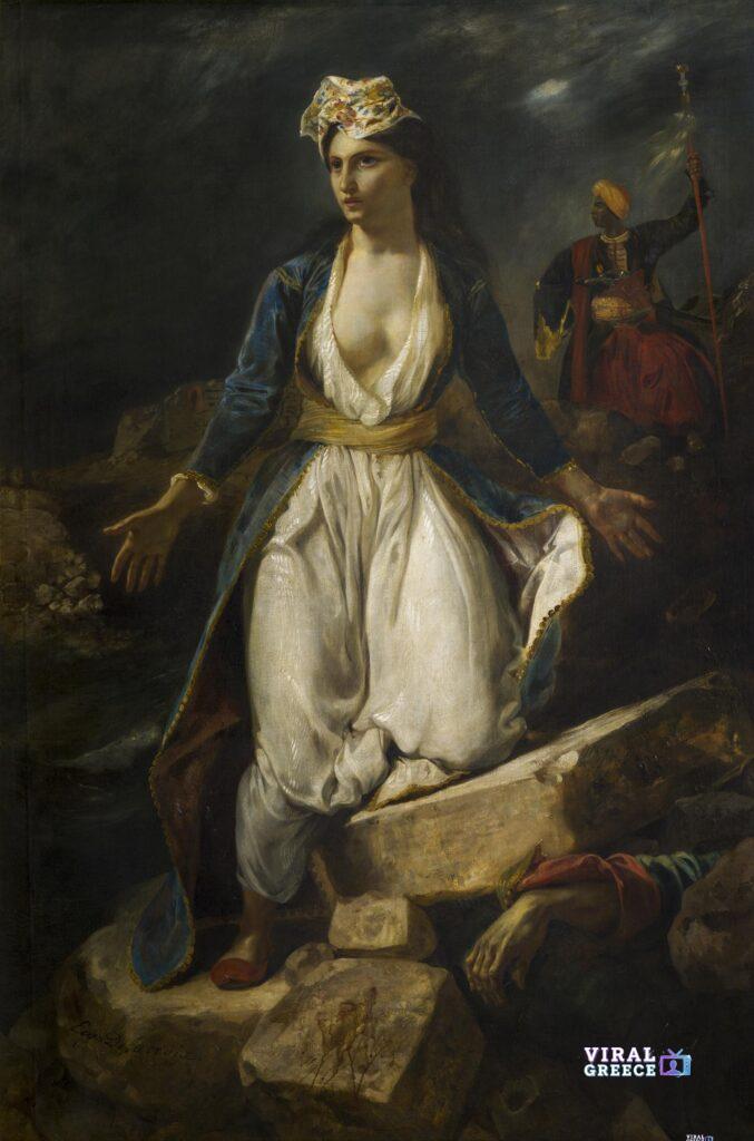 Στο Μεσολόγγι ο εμβληματικός πίνακας του Ντελακρουά «Η Ελλάδα στα ερείπια του Μεσολογγίου» Delacroix Grece ruines Ph F Deval