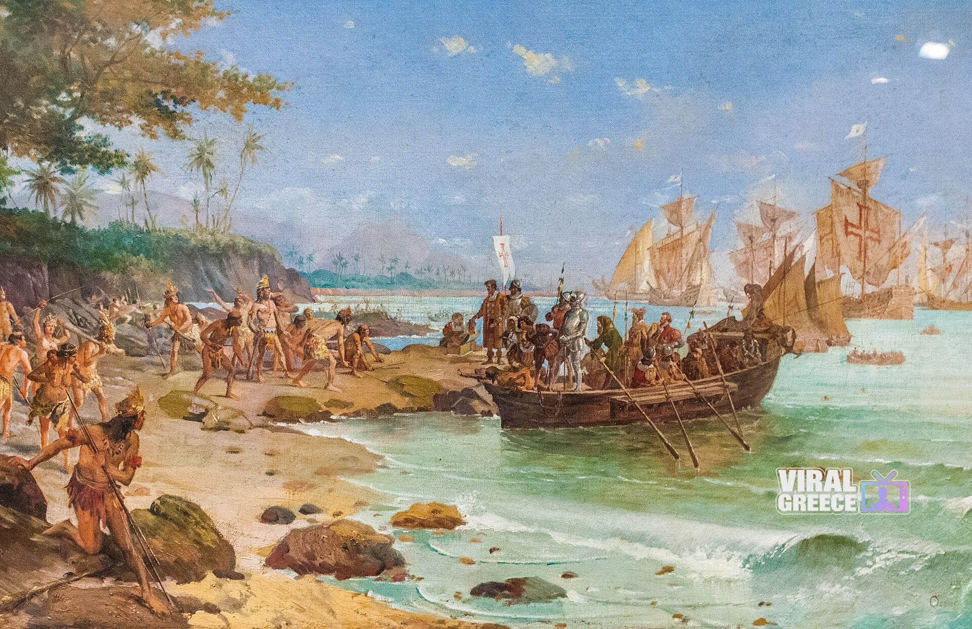 Σαν σήμερα 22 Απριλίου 1500: Ο Πέδρο Άλβαρες Καμπράλ φτάνει στη Βραζιλία και ανοίγει τον δρόμο για την πορτογαλική αυτοκρατορία 1920px-Desembarque_de_Pedro_Álvares_Cabral_em_Porto_Seguro_em_1500_by_Oscar_Pereira_da_Silva_(1865–1939)