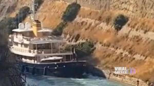 Ισθμός Κορίνθου: Το σούπερ γιοτ «BLUE II» ακούμπησε στα πρανή κατά τη διέλευσή του